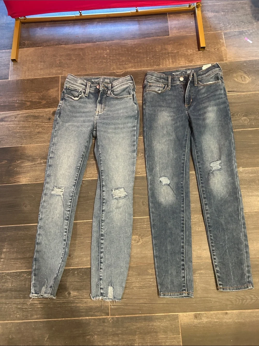 Old Navy Girls’ Distressed Skinny Jeans - Light Blue & Dark Blue